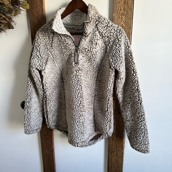 Cozy Sherpa Brown Long Sleeve Pullover 1/4 Zip Women's Small Size Cozy Warm - Picture 6 of 14
